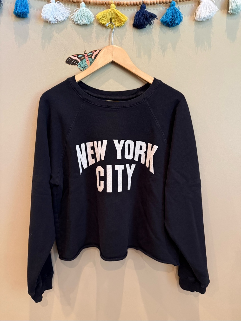 Original Retro Brand Black Sweatshirt with White "New York City" Graphic